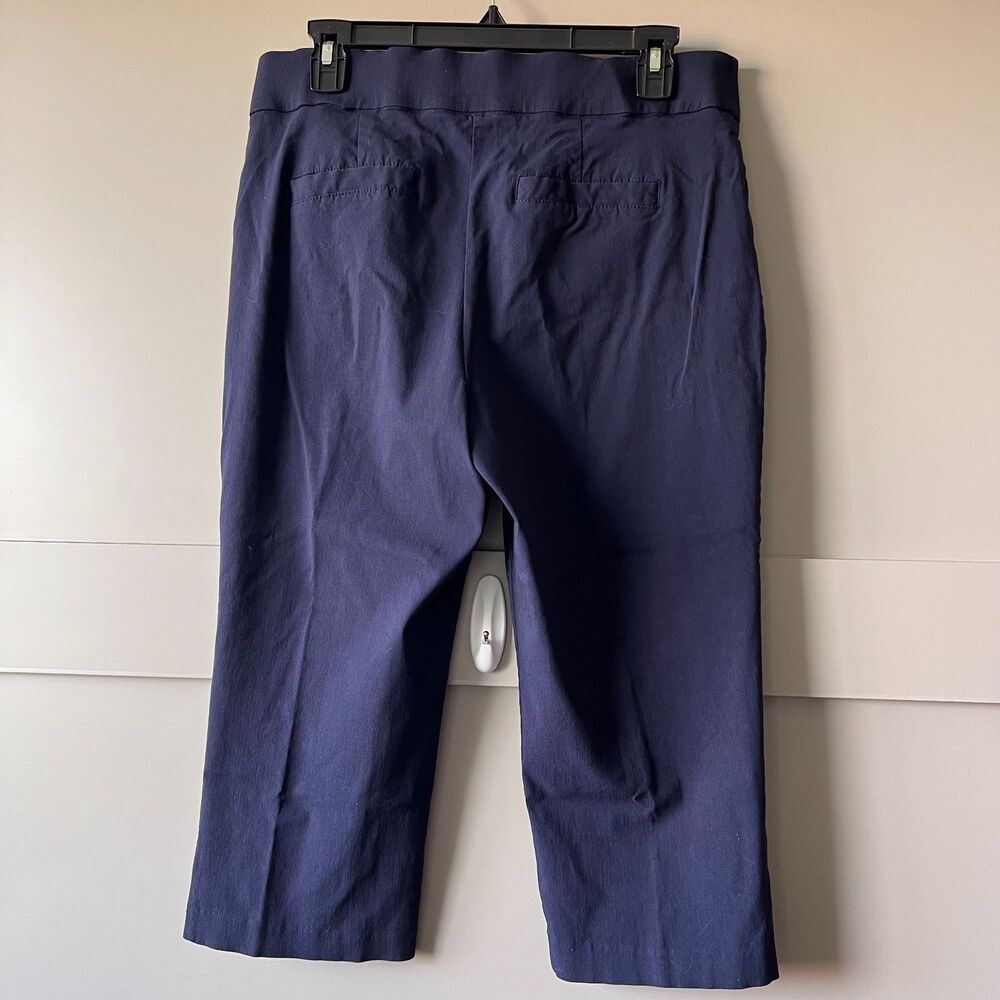 Briggs Pants Womens 12P Navy Blue‎ Stretch Pull On Capri Rayon Comfort Pocket - Picture 2 of 16